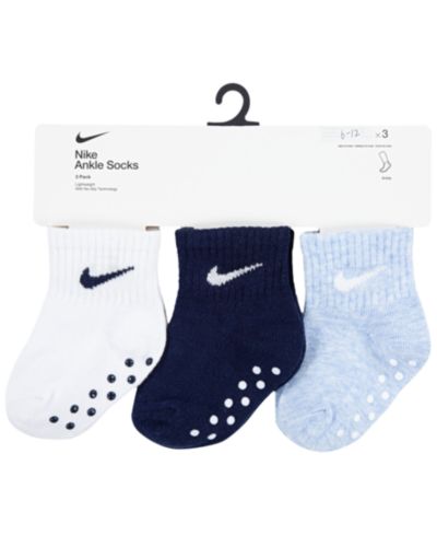 Nike Baby Boys or Baby Girls Core Ankle Gripper Socks, Pack of 3