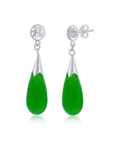 Серьги-подвески Caribbean Treasures Sterling Silver Jade Teardrop-Shaped Dangle