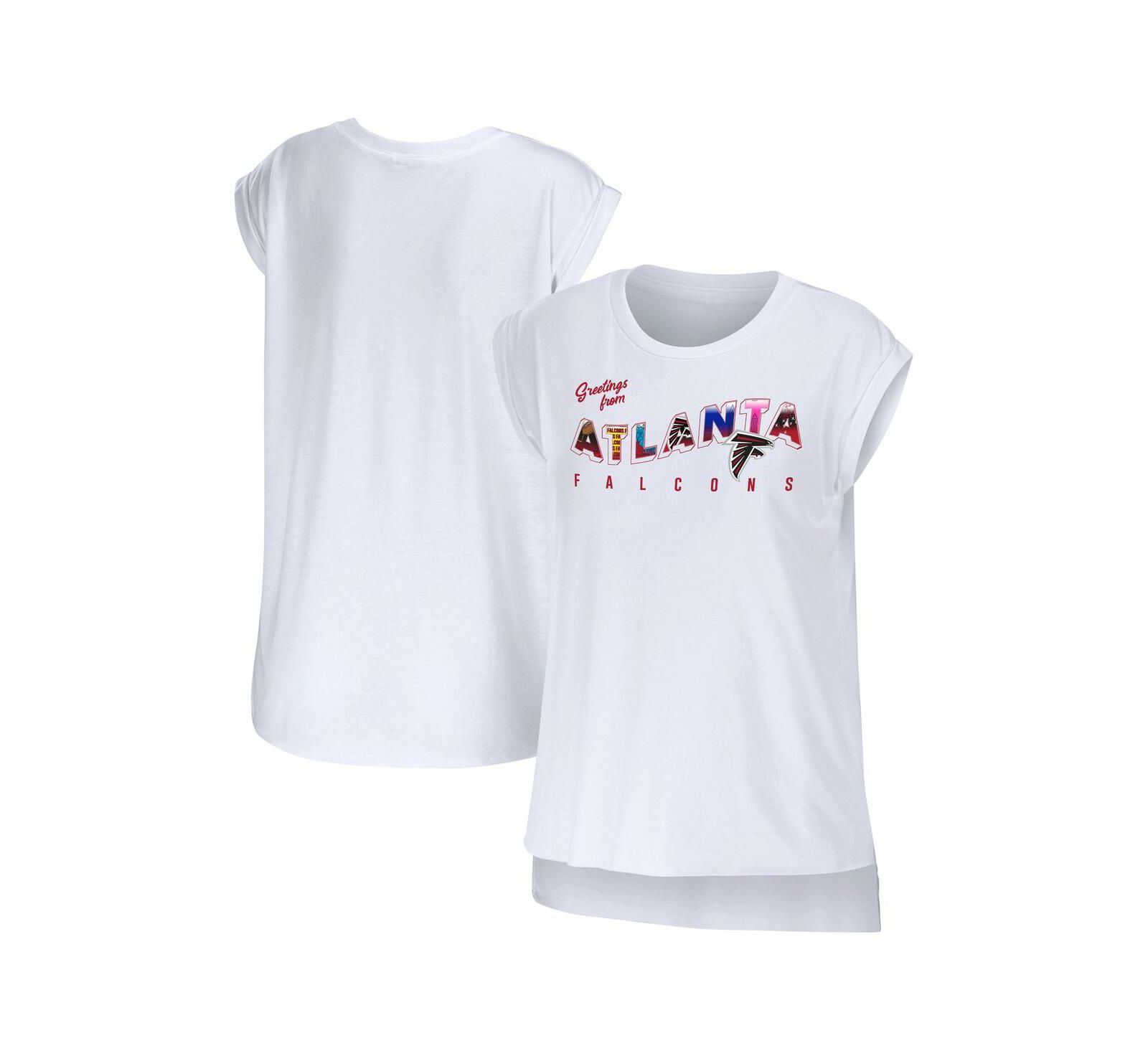 Женская футболка WEAR by Erin Andrews White Atlanta Falcons Greetings From Muscle