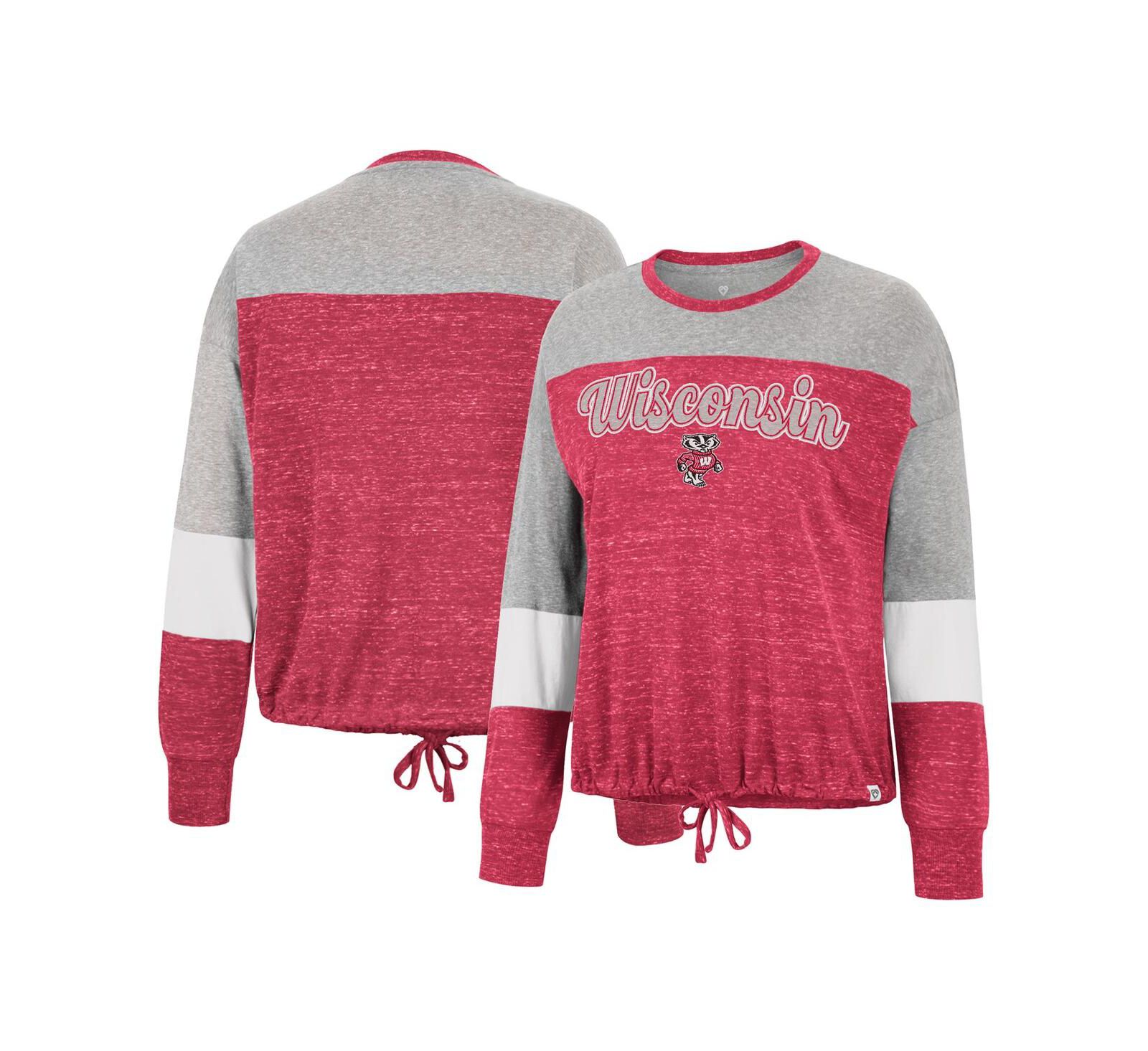 Женская футболка Colosseum Red Wisconsin Badgers Joanna Tie Front Long Sleeve