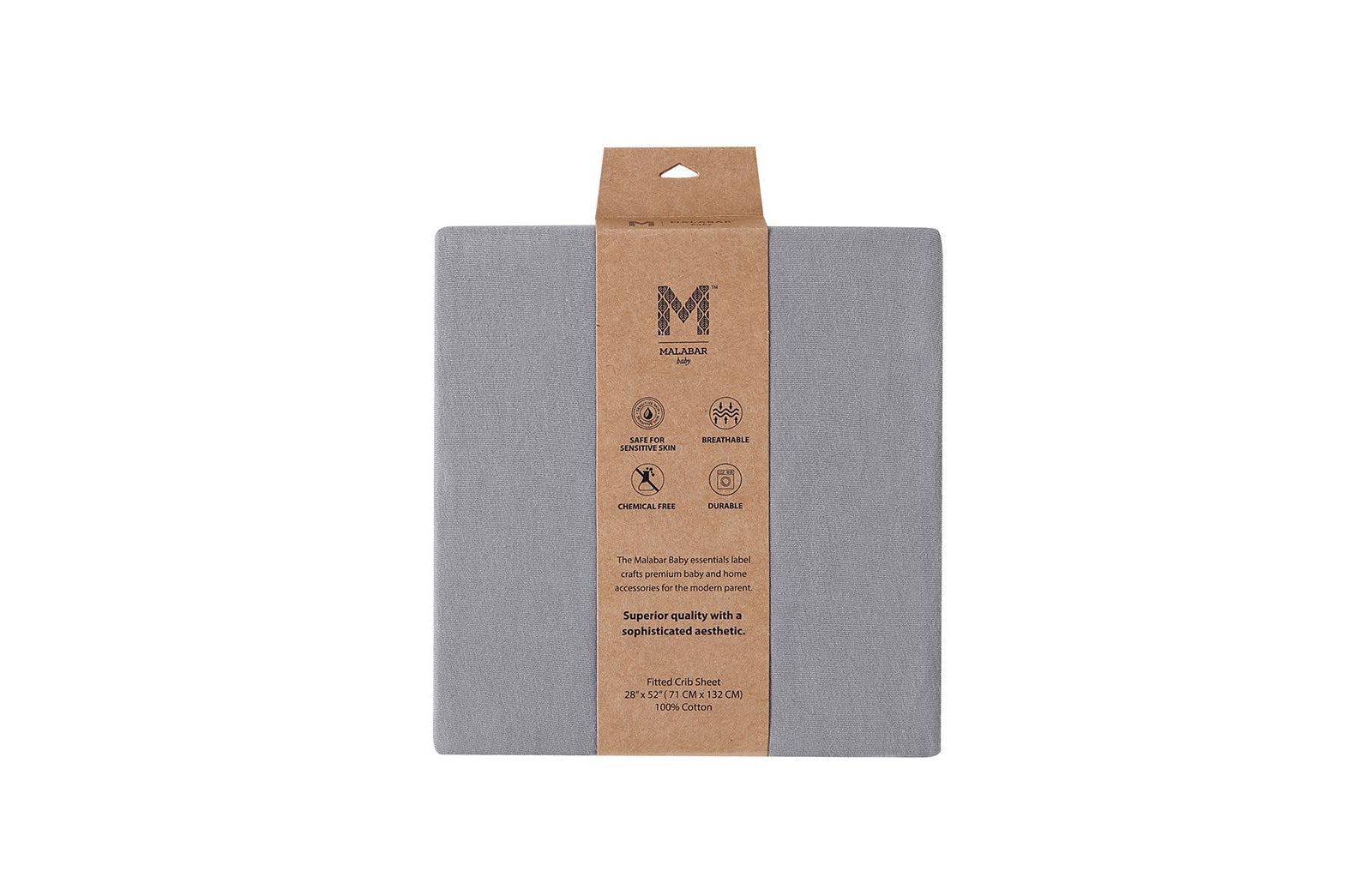 GOTS Certified Organic Knit Cotton Crib Sheets, Erawan Grey