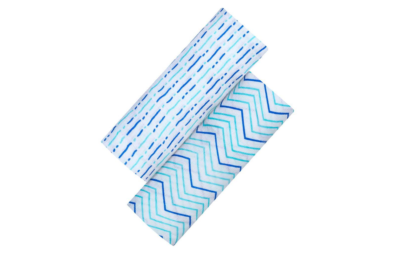 Детский набор Malabar Baby GOTS Certified Organic Muslin Swaddle, Enchanted Garden (Chevron + Dotty), 2-Pack Gift Set