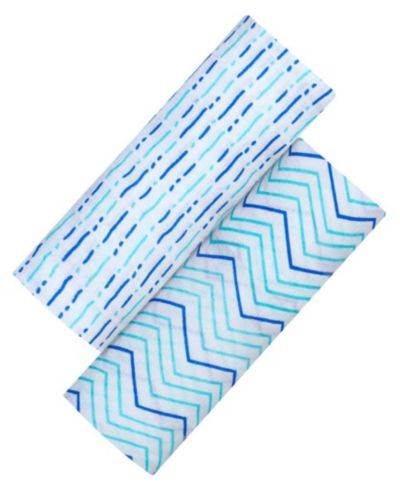 Детский набор Malabar Baby GOTS Certified Organic Muslin Swaddle, Enchanted Garden (Chevron + Dotty), 2-Pack Gift Set