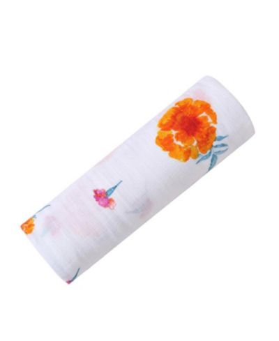 Malabar Baby Baby GOTS Certified Organic Cotton Muslin Swaddle, Marigold