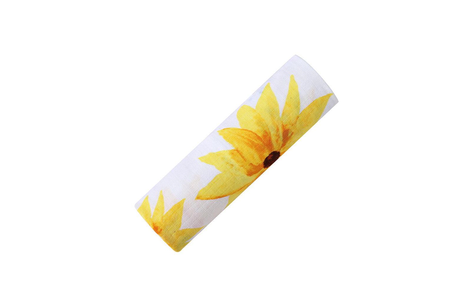 Malabar Baby Baby GOTS Certified Organic Cotton Muslin Swaddle, Sunflower