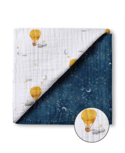 Malabar Baby Baby Certified Organic Muslin Four-Layer Reversible All Season Snug Blanket, Mystical Night