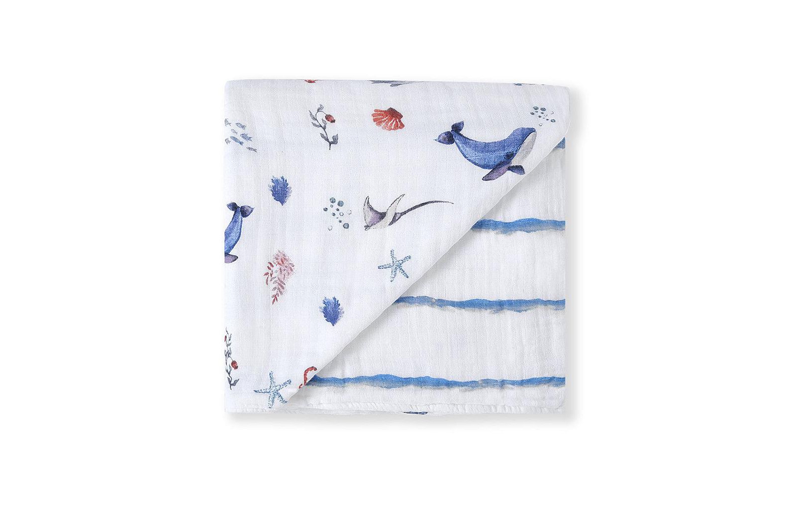Malabar Baby Baby Certified Organic Muslin Four-Layer Reversible All Season Snug Blanket, Sardinian Summer