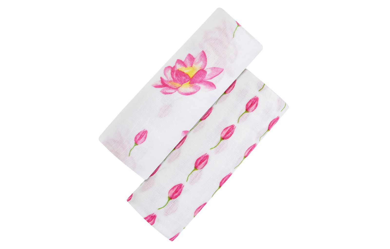 Malabar Baby Baby GOTS Certified Organic Muslin Swaddle - Two-Pack Gift Set, Enchanted Garden (Magical Lotus + Flower Bud)