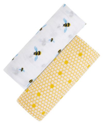 Набор из двух муслиновых пеленок Malabar Baby GOTS Certified Organic Busy Bees