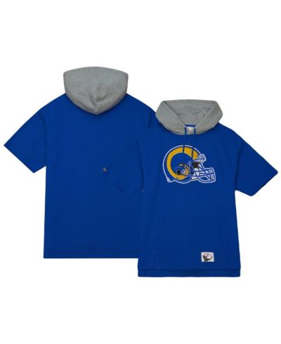 Мужское флисовое худи Mitchell & Ness Royal Los Angeles Rams Postgame с коротким рукавом