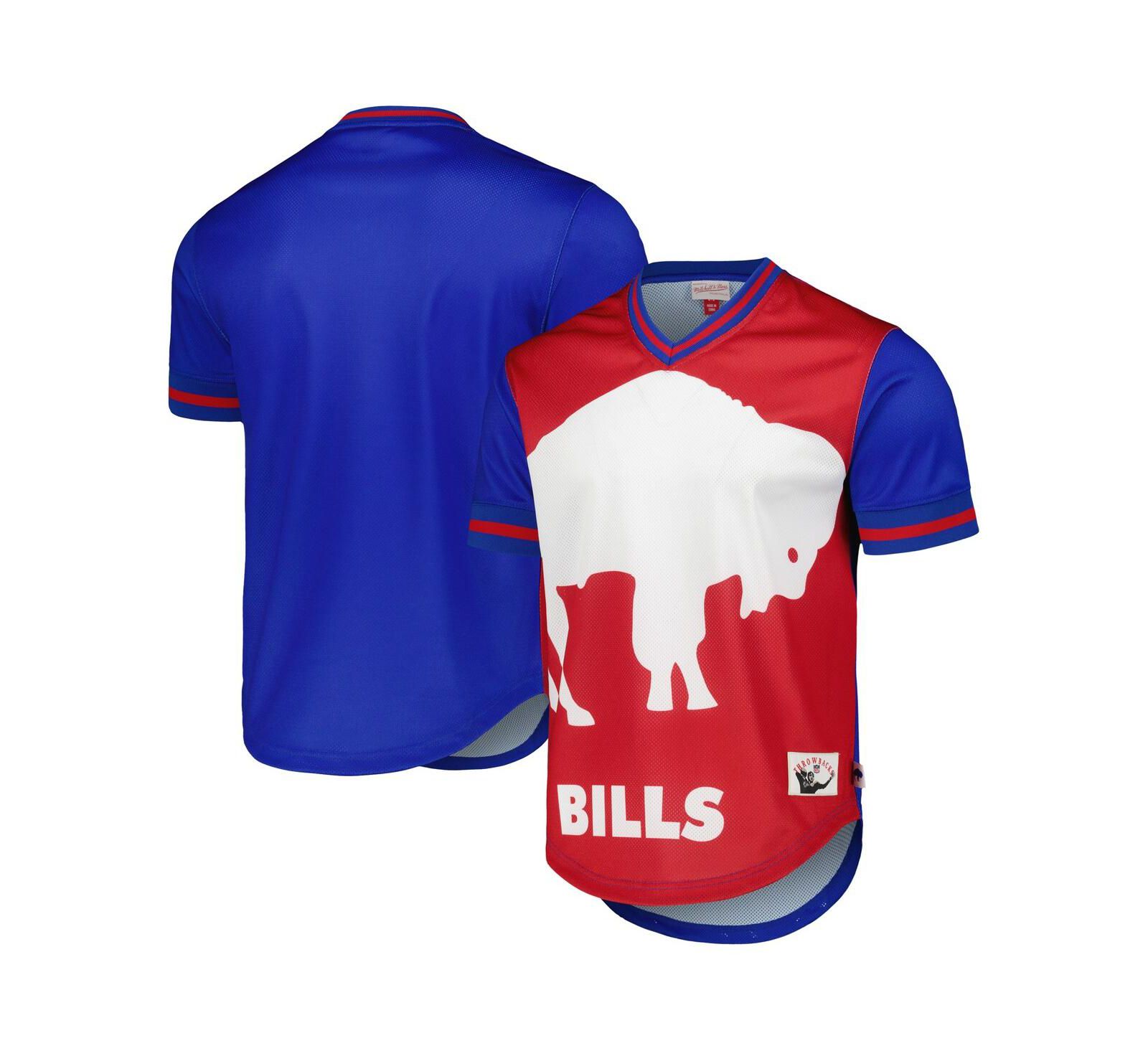 Men's Mitchell & Ness Royal Buffalo Bills Jumbotron 3.0 Mesh V-Neck T-shirt
