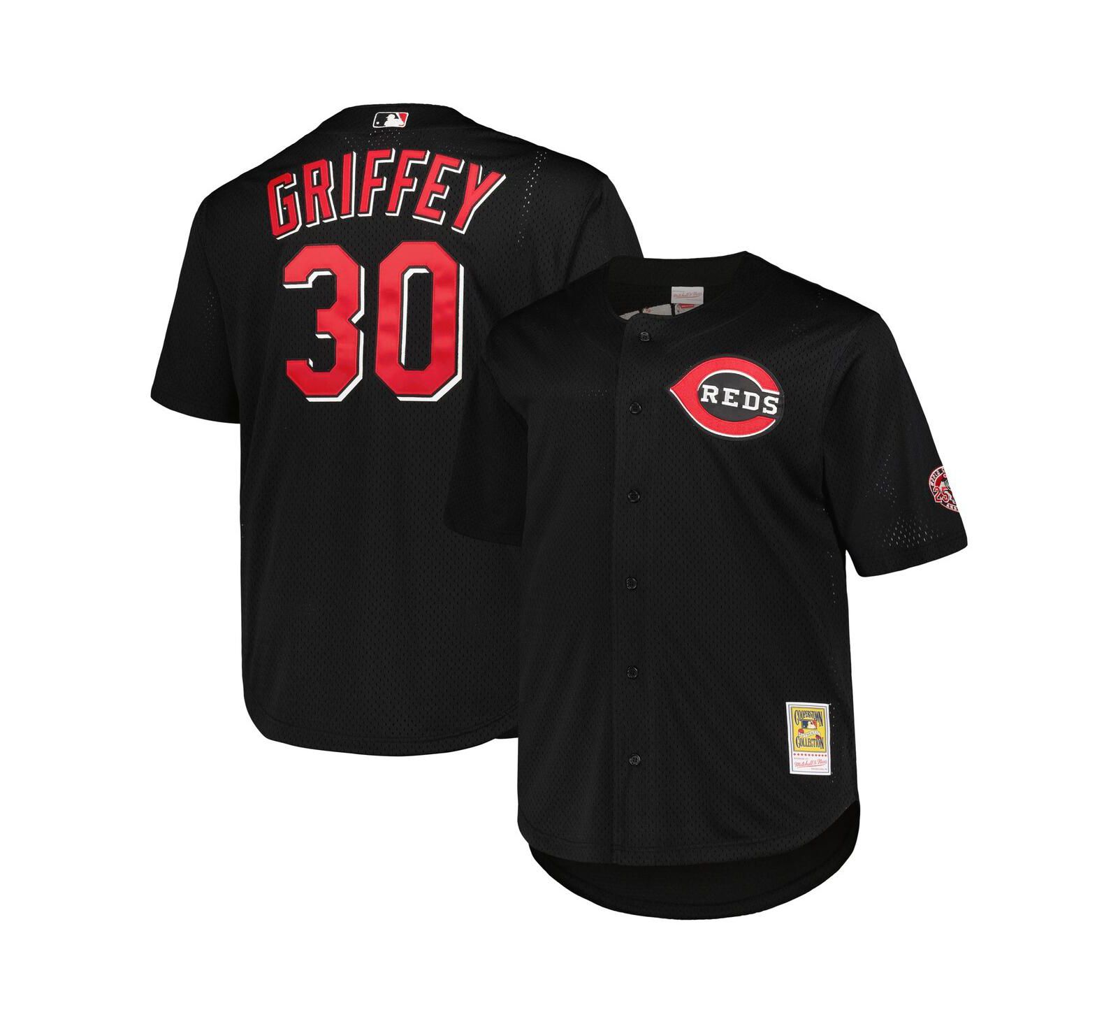 Мужской Mitchell & Ness Ken Griffey Jr. Black Cincinnati Reds Big and Tall Cooperstown Collection Batting Practice Replica Jersey
