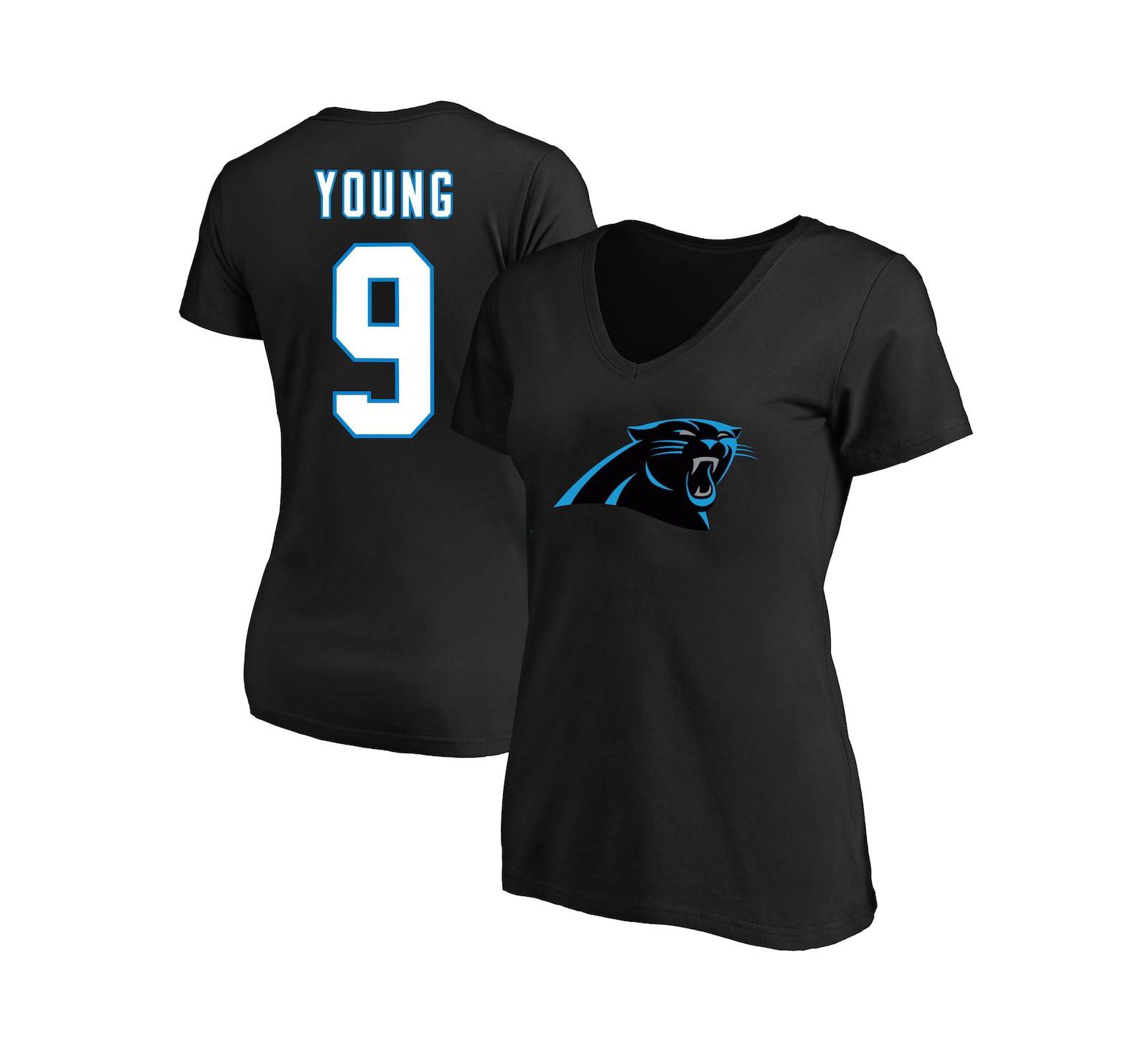 Women's Fanatics Bryce Young Black Carolina Panthers Plus Size Player Name and Number V-Neck T-shirt