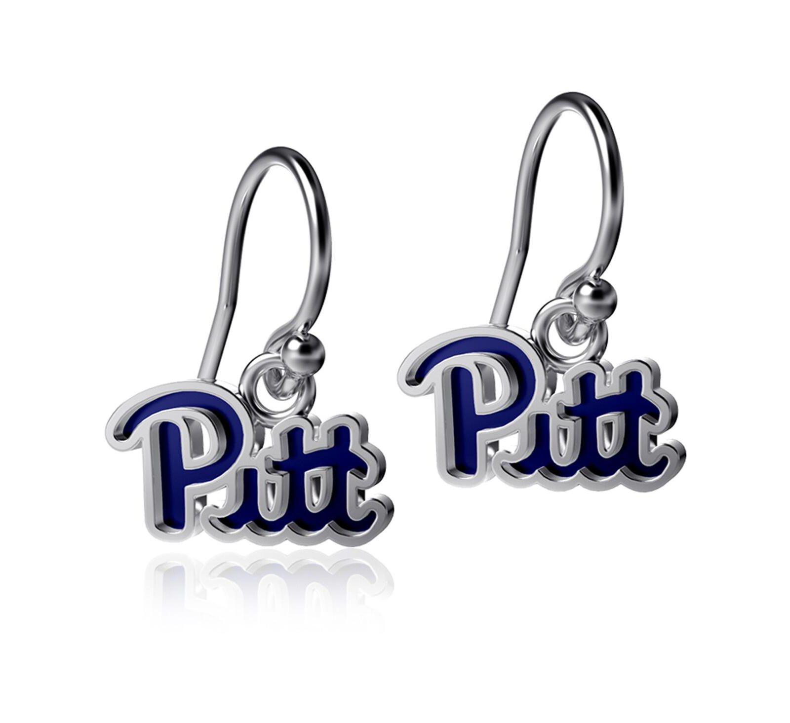 Women's Dayna Designs Pitt Panthers Silver Enamel Dangle Earrings