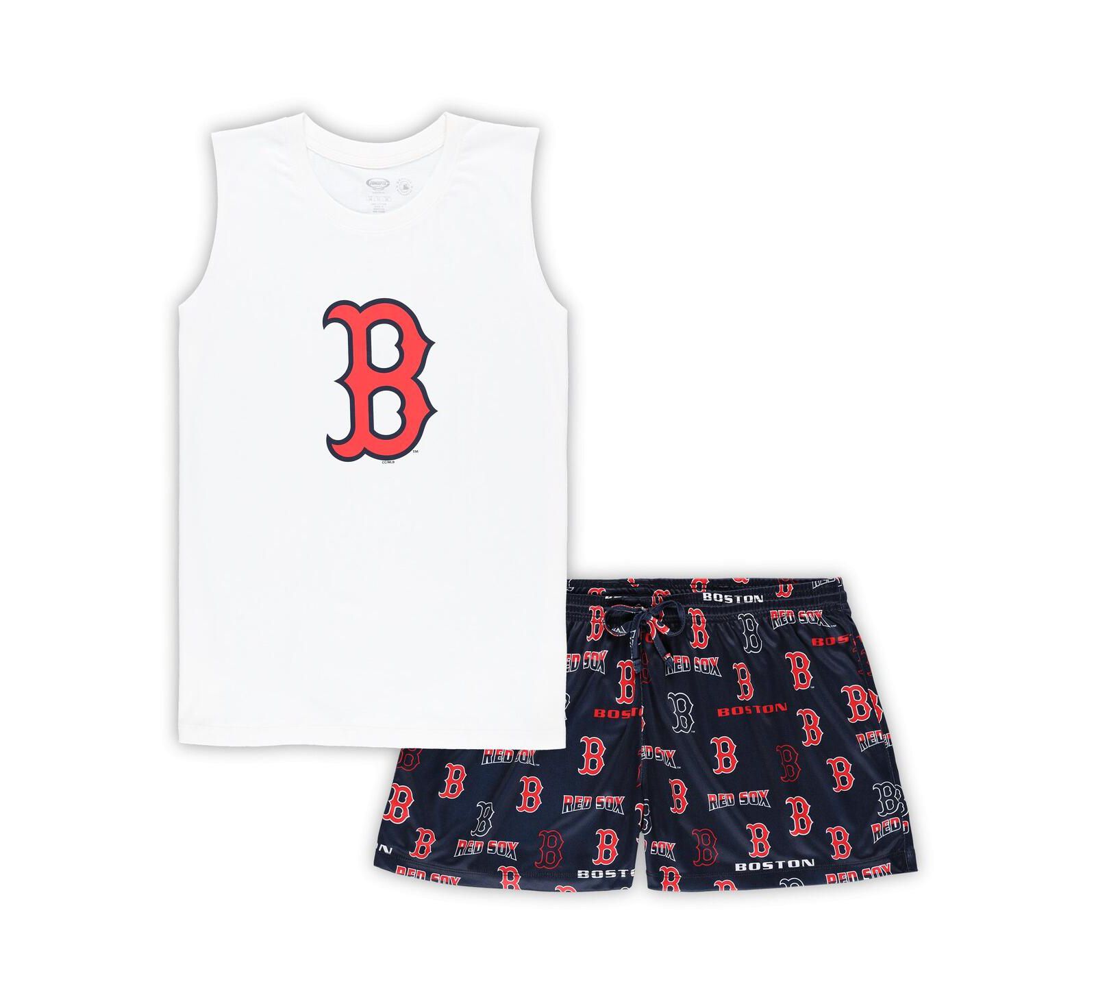 Women's Concepts Sport White, Navy Boston Red Sox Plus Size Tank Top and Shorts Sleep Set