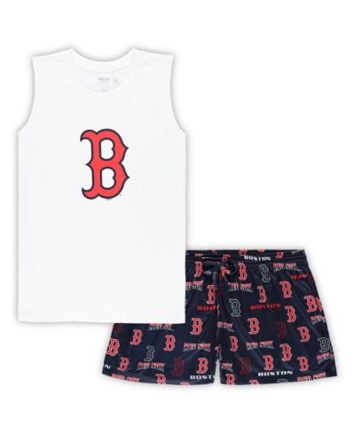Женский комплект для сна Concepts Sport White, Navy Boston Red Sox Plus Size Tank Top and Shorts