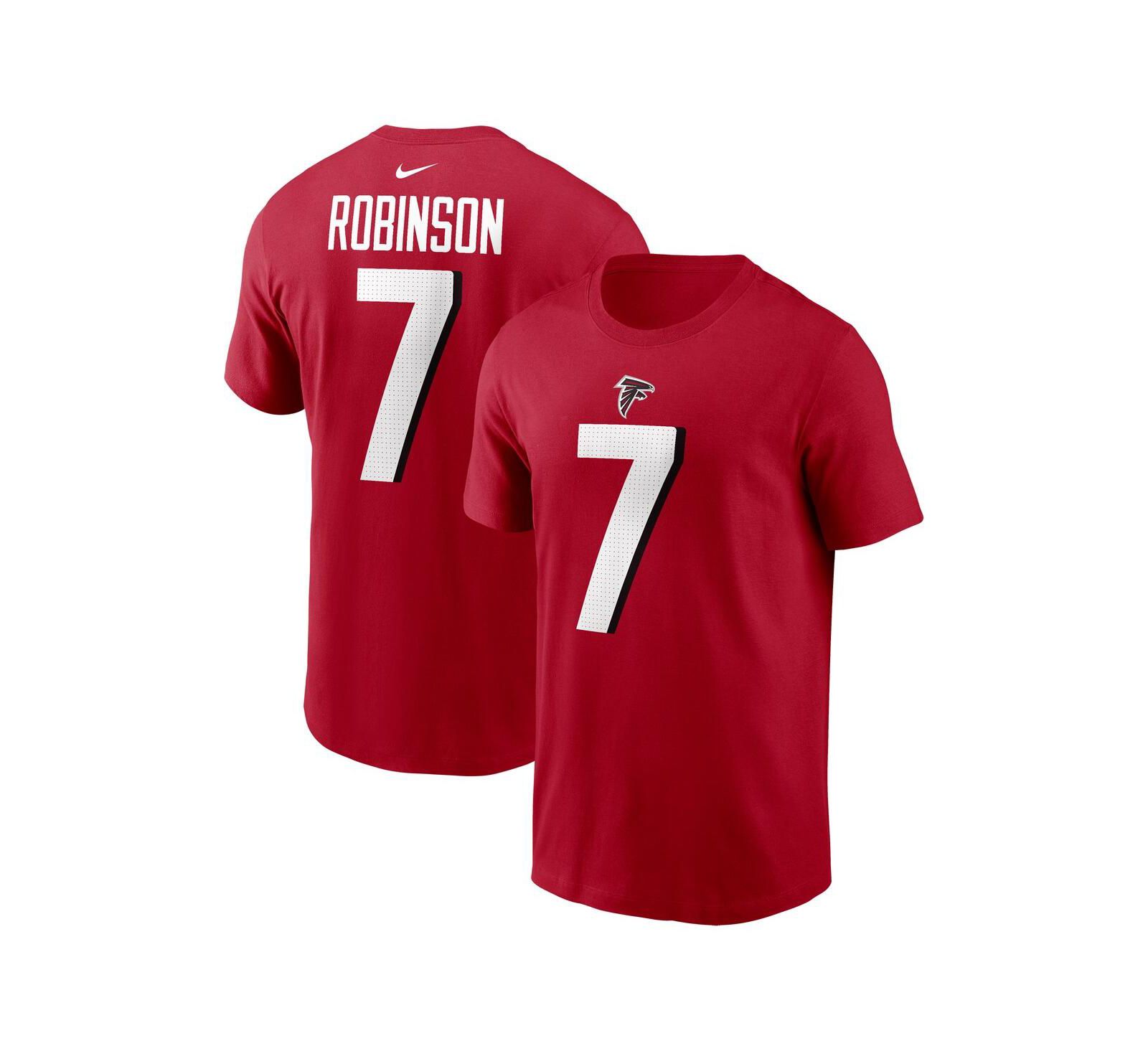 Мужская футболка Nike Bijan Robinson Red Atlanta Falcons с именем и номером игрока