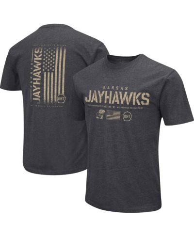 Мужская футболка Colosseum Heather Black Kansas Jayhawks Big and Tall OHT Military-Inspired Appreciation Playbook