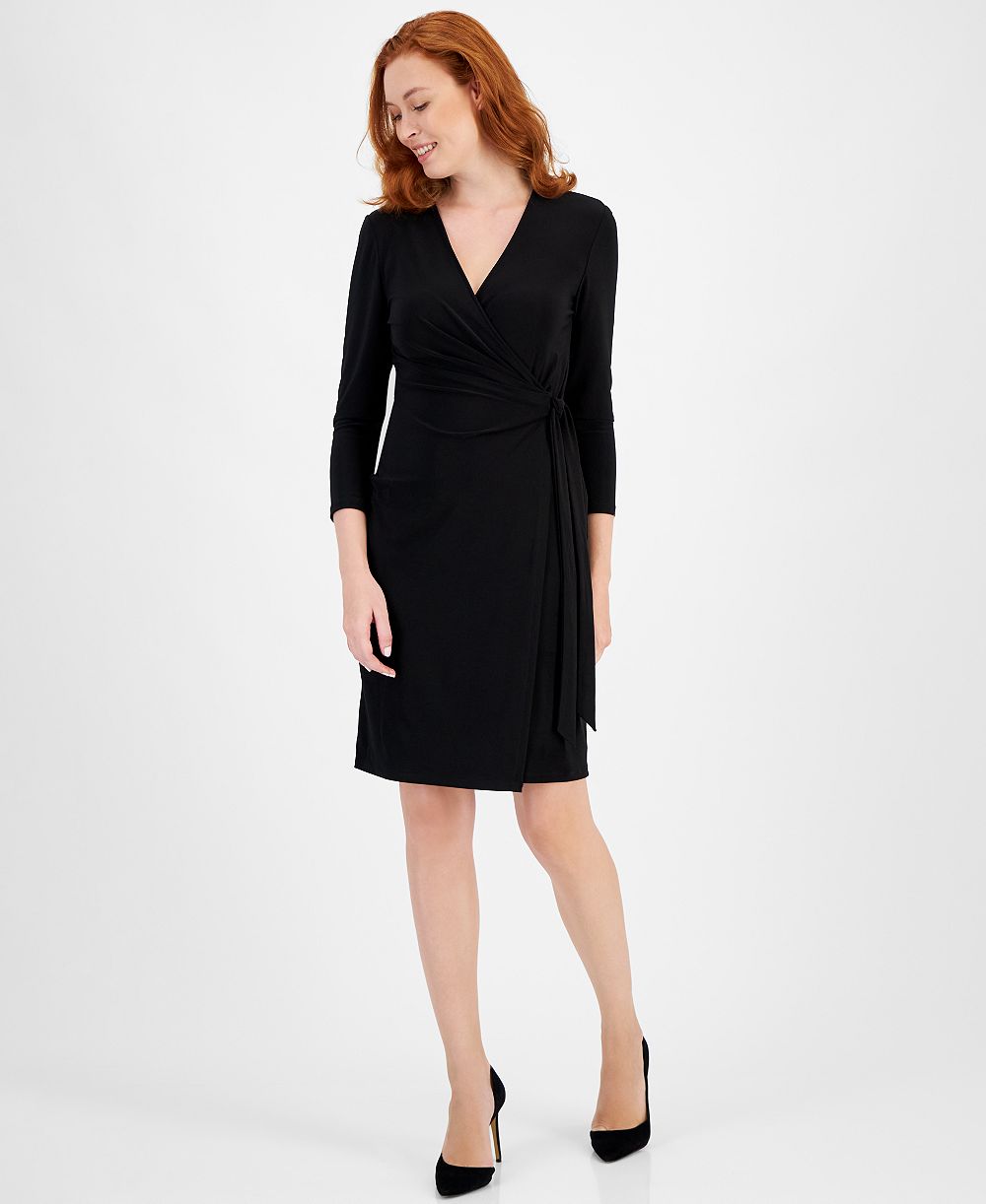 Anne Klein Petite Classic 3/4-Sleeve Wrap Dress