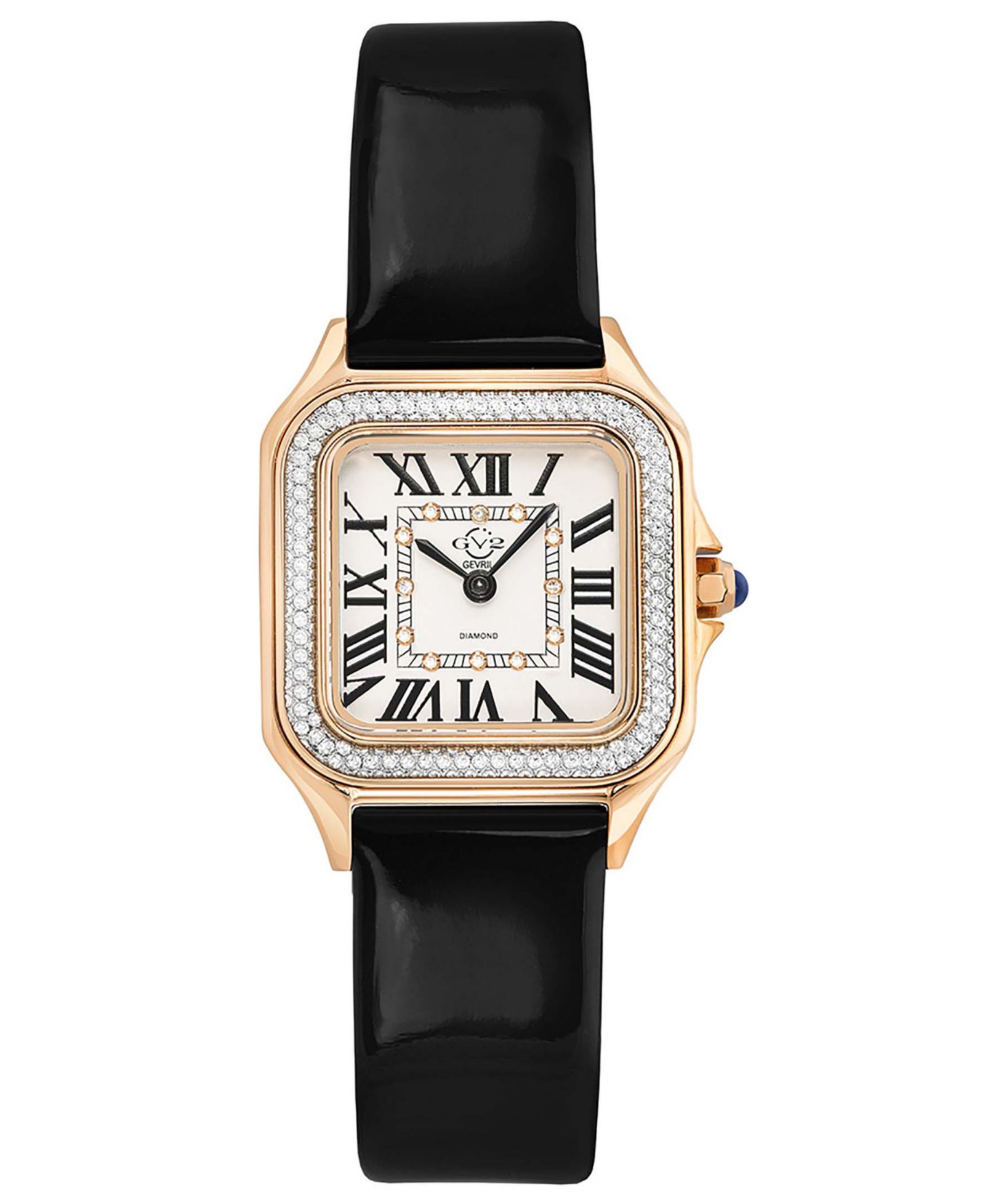 Женские часы GV2 by Gevril Milan Swiss Quartz Black Leather 27.5mm