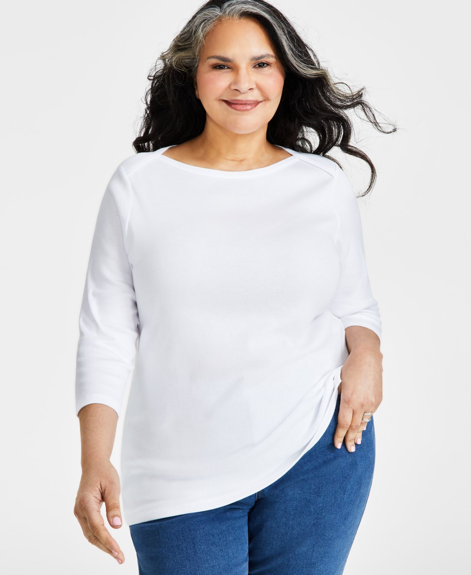 Женский топ Style & Co Plus Size с коротким рукавом и вырезом лодочкой