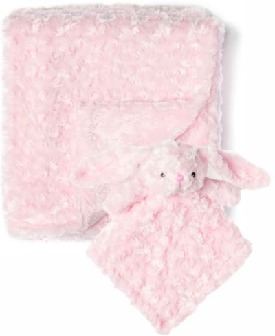 Tendertyme Baby Girls Curly Plush Blanket With Nunu, 2 Piece Set