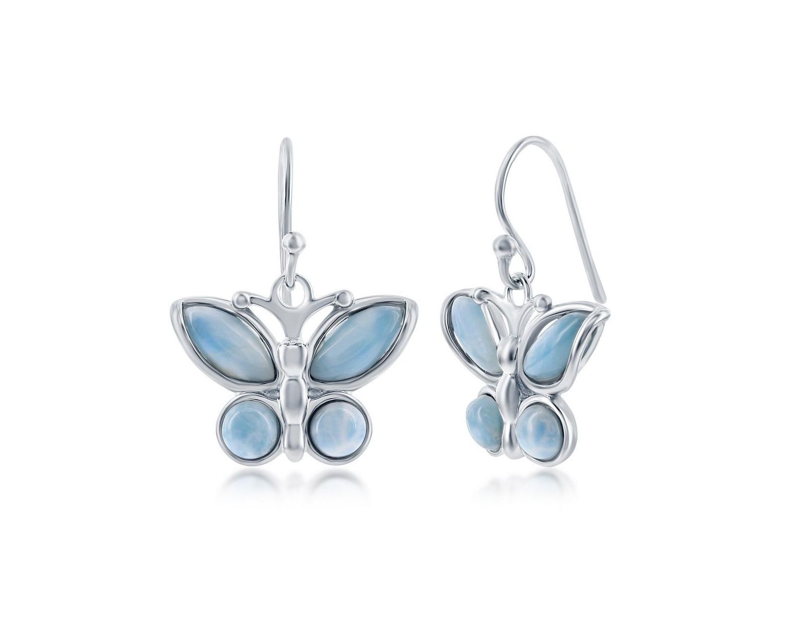 Sterling Silver Larimar Butterfly Earrings