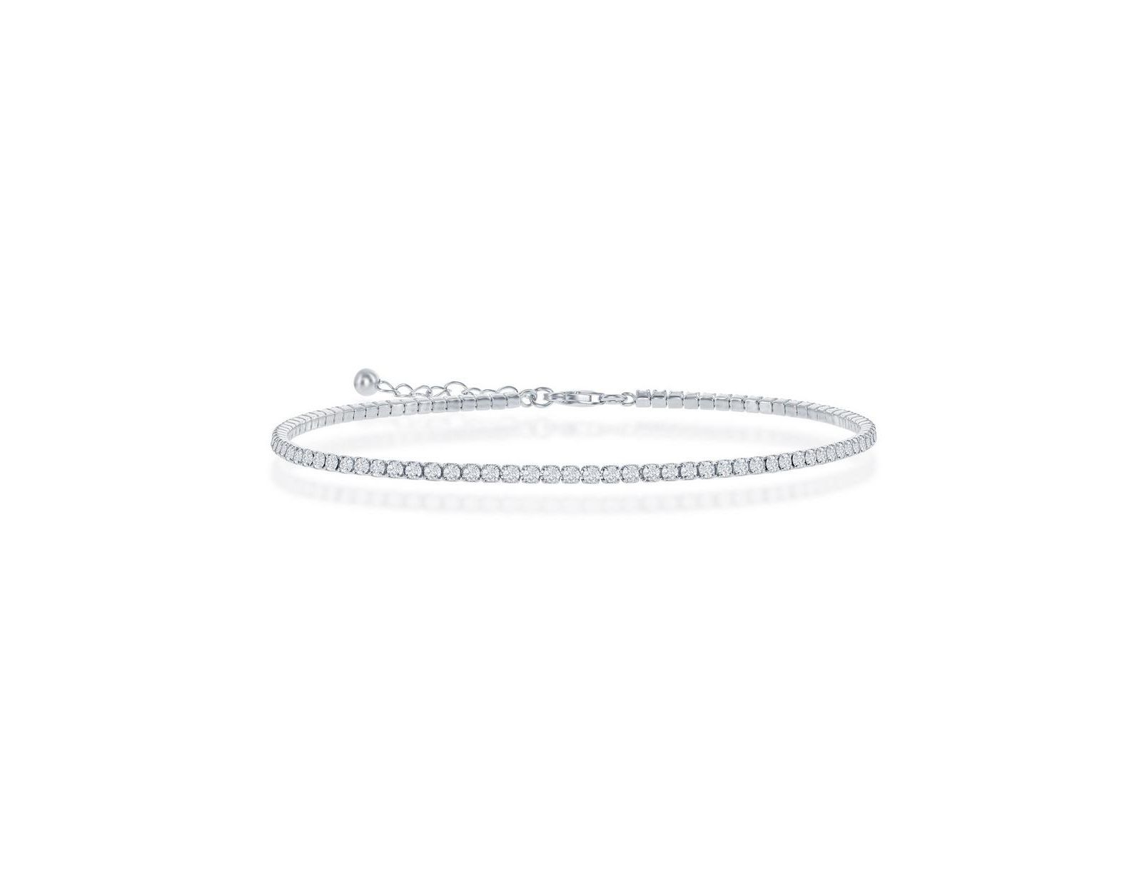Simona Sterling Silver 2mm CZ Tennis Anklet