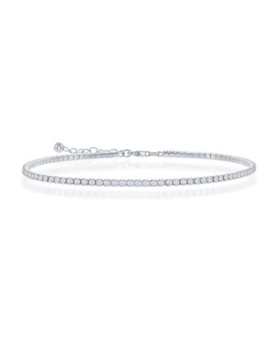 Simona Sterling Silver 2mm CZ Tennis Anklet