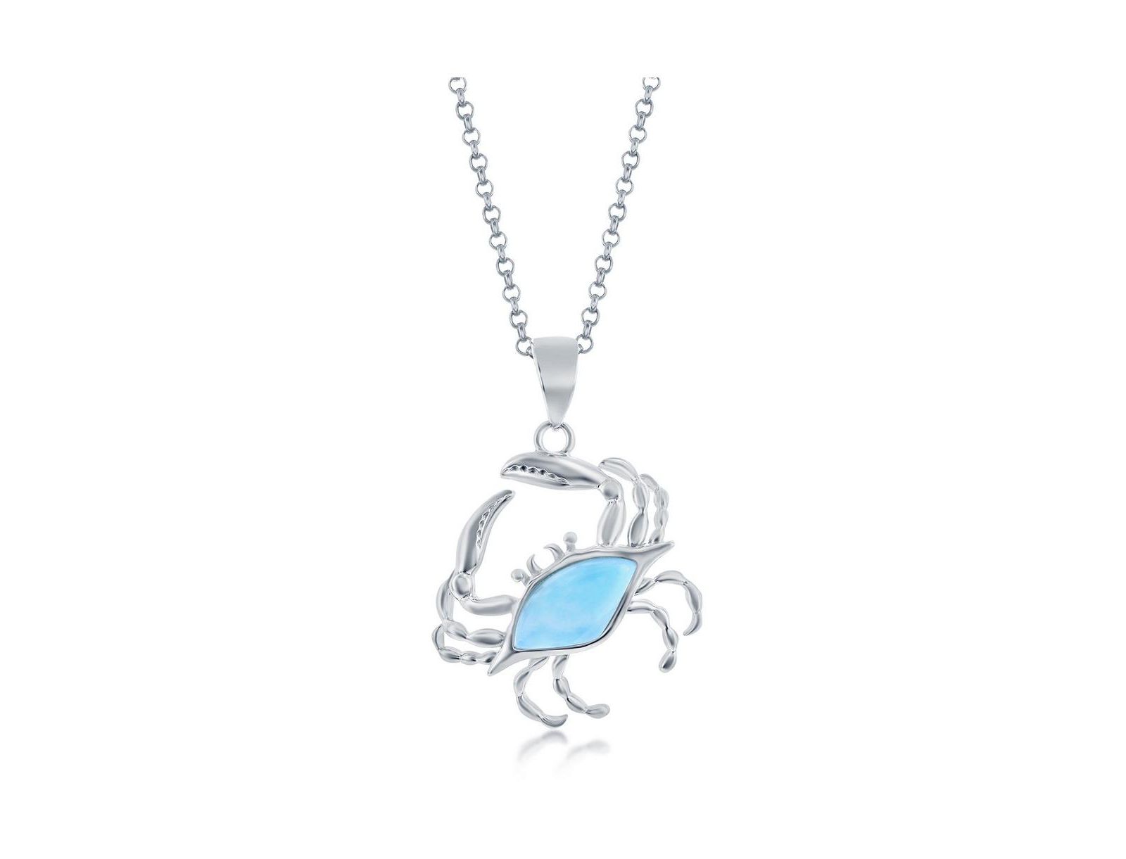 Sterling Silver Larimar Crab Necklace