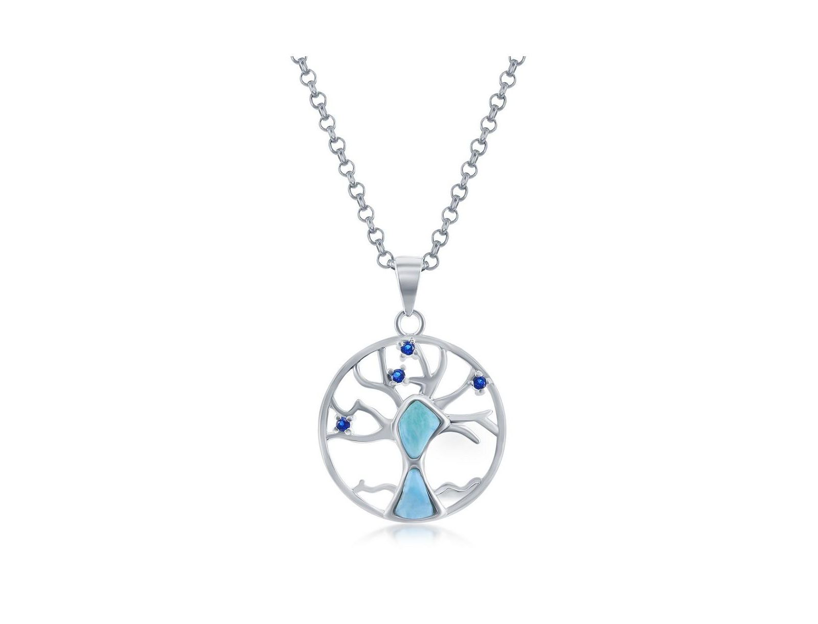 Caribbean Treasures ожерелье Tree of Life с Larimar и CZ