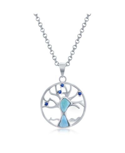 Caribbean Treasures ожерелье Tree of Life с Larimar и CZ