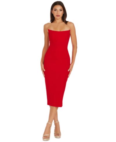Dress the Population Women's Corset Strapless Midi Dress