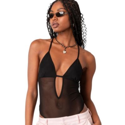 Женский боди Edikted Alva Open Back Sheer Mesh