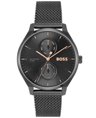 HUGO BOSS мужские кварцевые многофункциональные часы с ионным покрытием на черном стальном ремешке, 43 мм