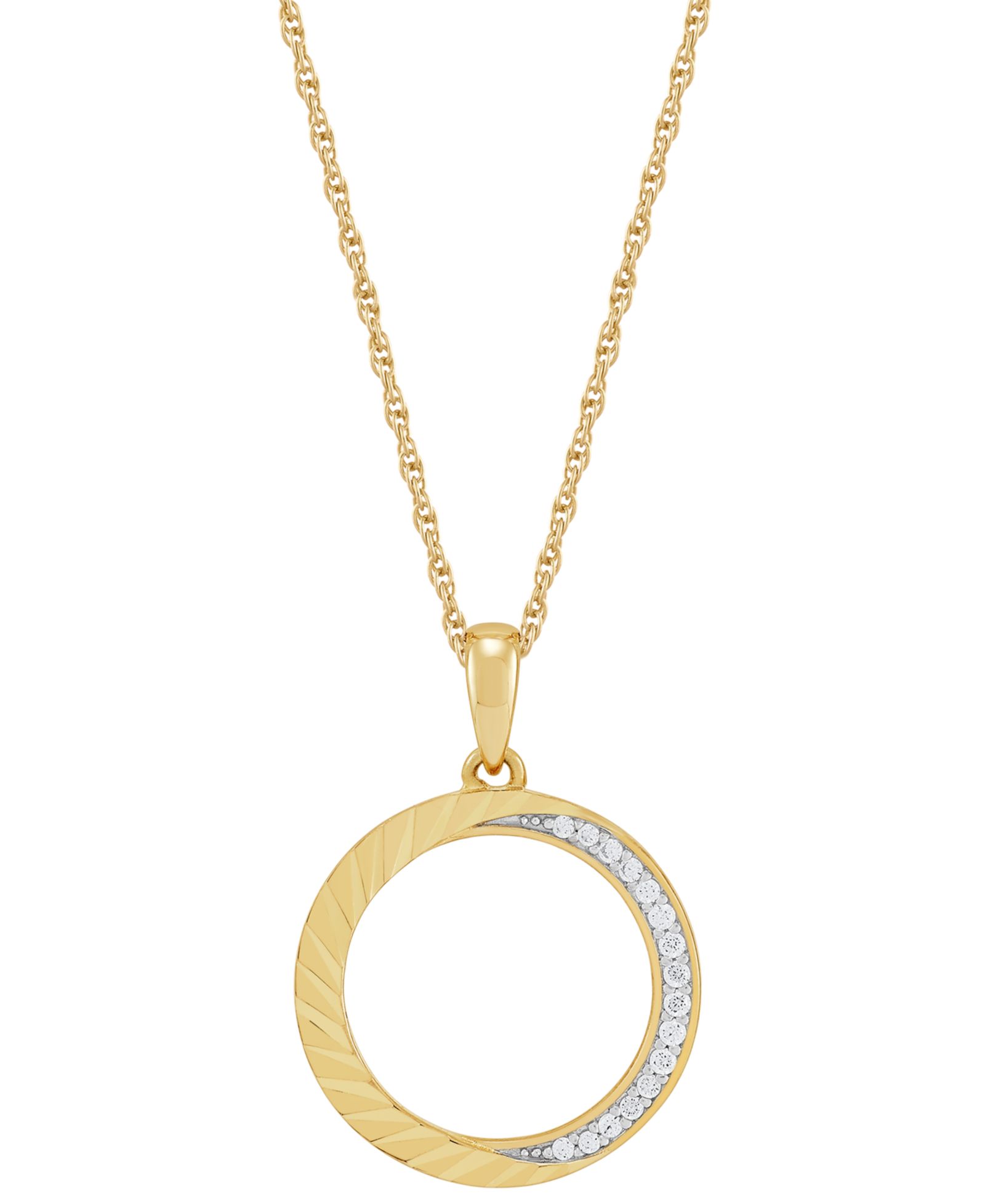 Подвеска-кулон Diamond Circle в 14k Gold-Plated Sterling Silver, 16" + 2" extender