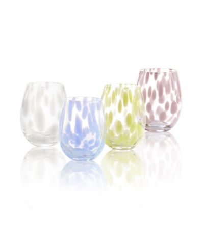 Набор из 4 бесцветных бокалов для вина Lacey Assorted Color 18 oz Stemless