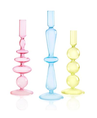 Набор из 3 подсвечников Aurora Glass разного размера, ассортированные цвета