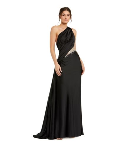 Mac Duggal Women's One Shoulder Charmeuse Gown With Beaded Cutout