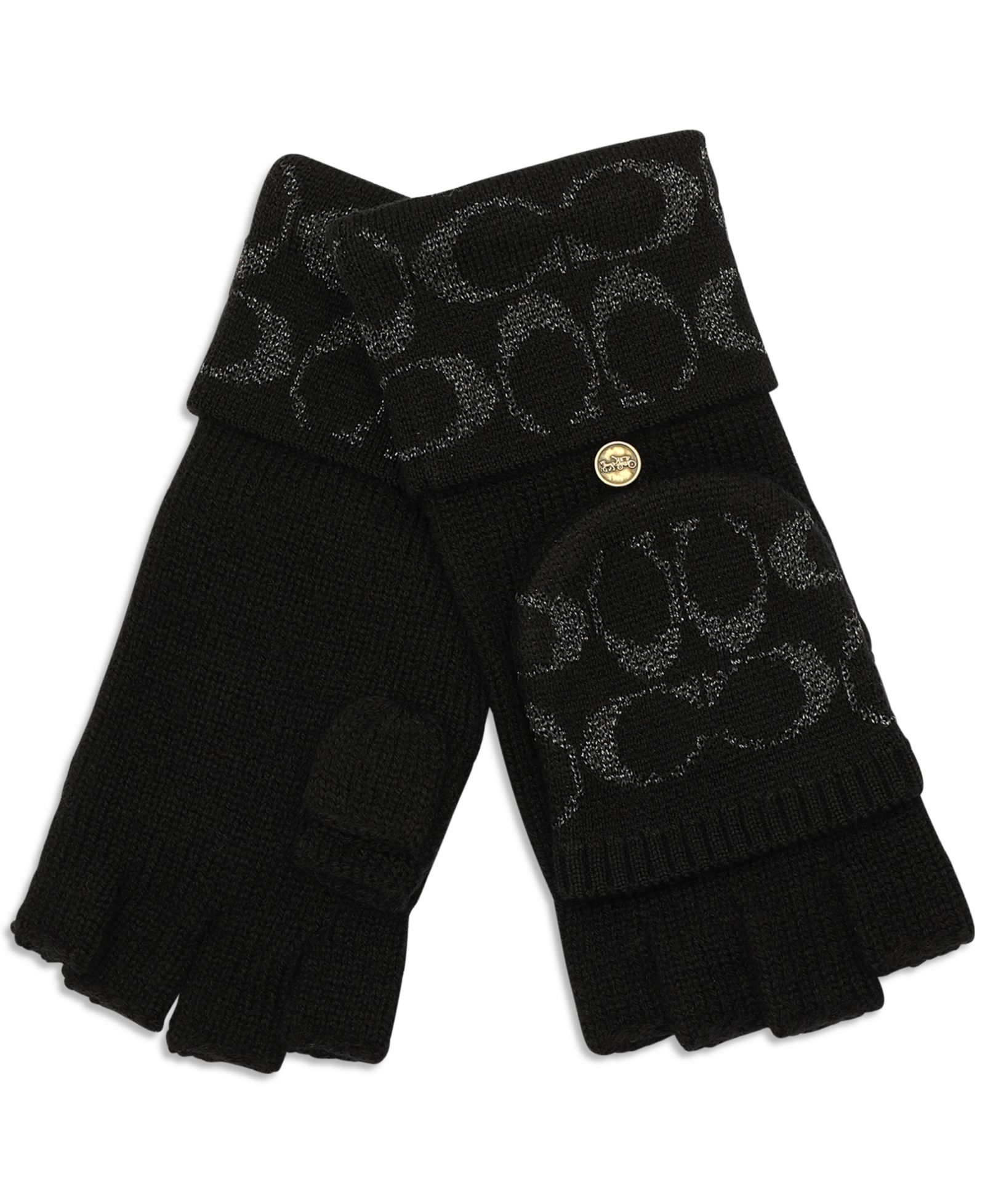 COACH Women's Metallic Pop Top Logo Gloves