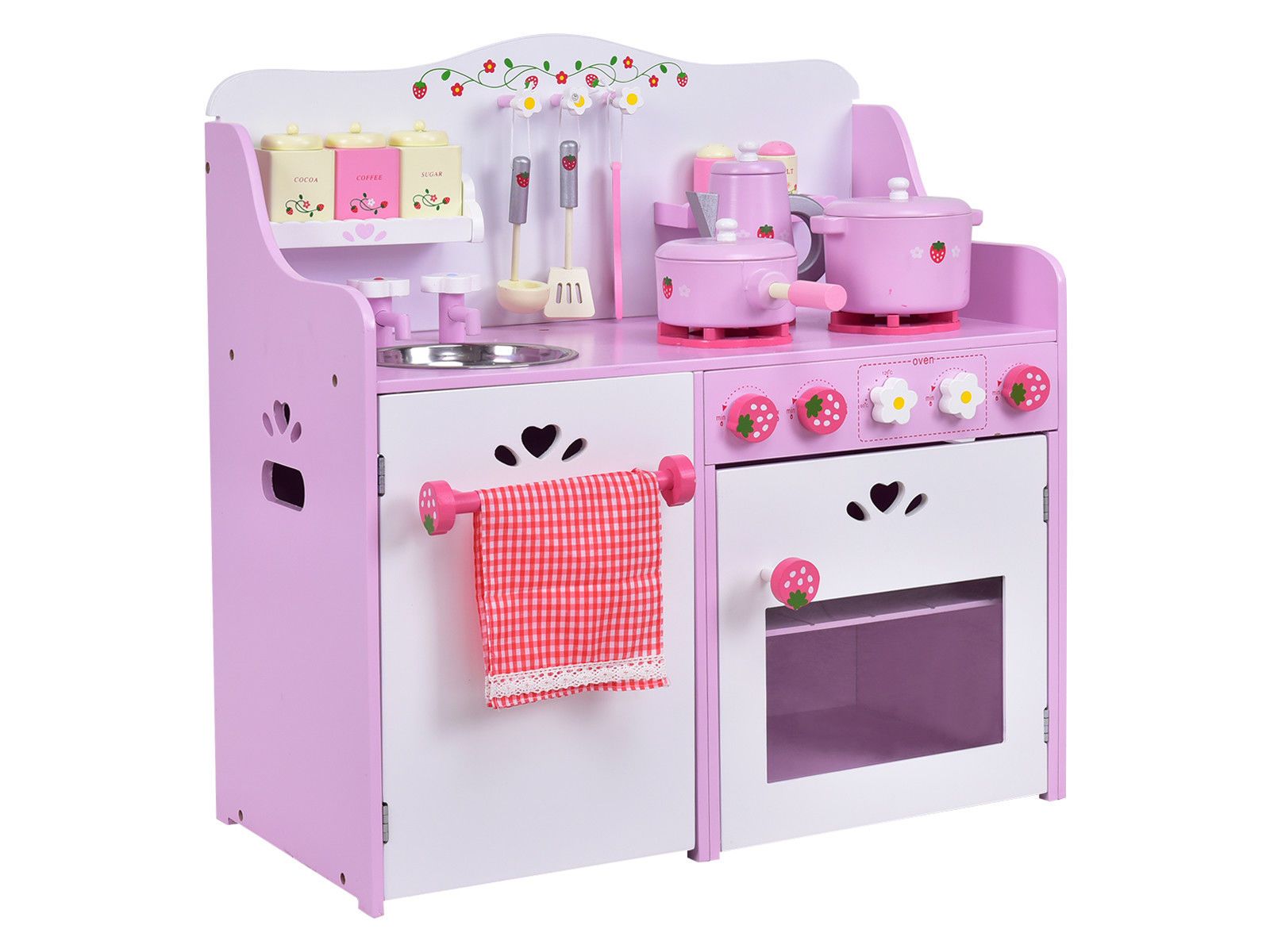 Детский деревянный игровой набор кухня Strawberry Pretend Cooking