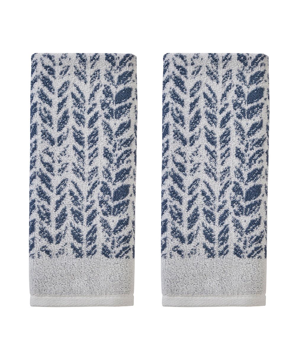 SKL Home Distressed Leaves Turkish Cotton 2 Piece Hand Towel Set, 26" x 16"