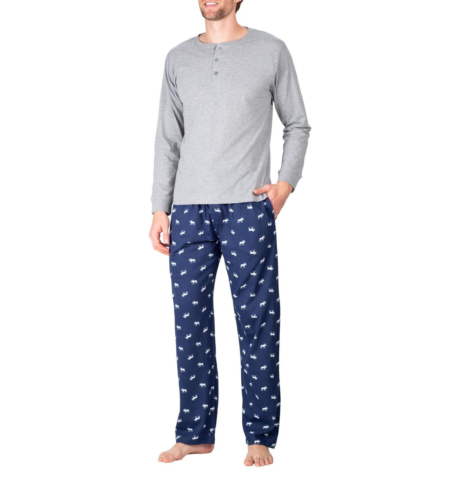 Sleep Hero Men's Henley Neck Knit Pajama Set
