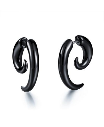 Серьги Metallo Stainless Steel Horn Design - Black Plated