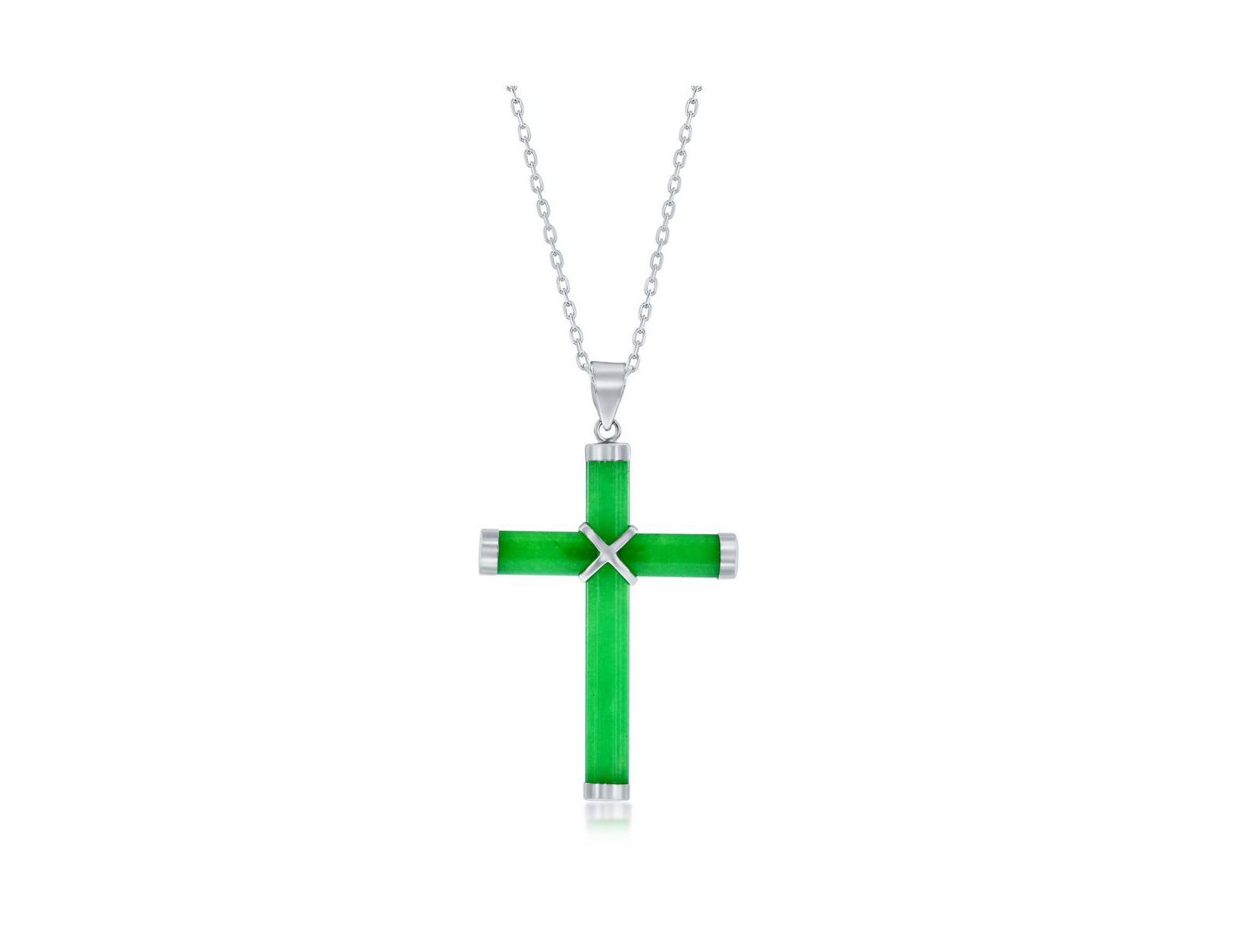 Колье Caribbean Treasures Sterling Silver Jade Cross