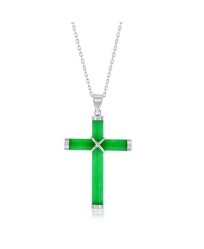 Колье Caribbean Treasures Sterling Silver Jade Cross