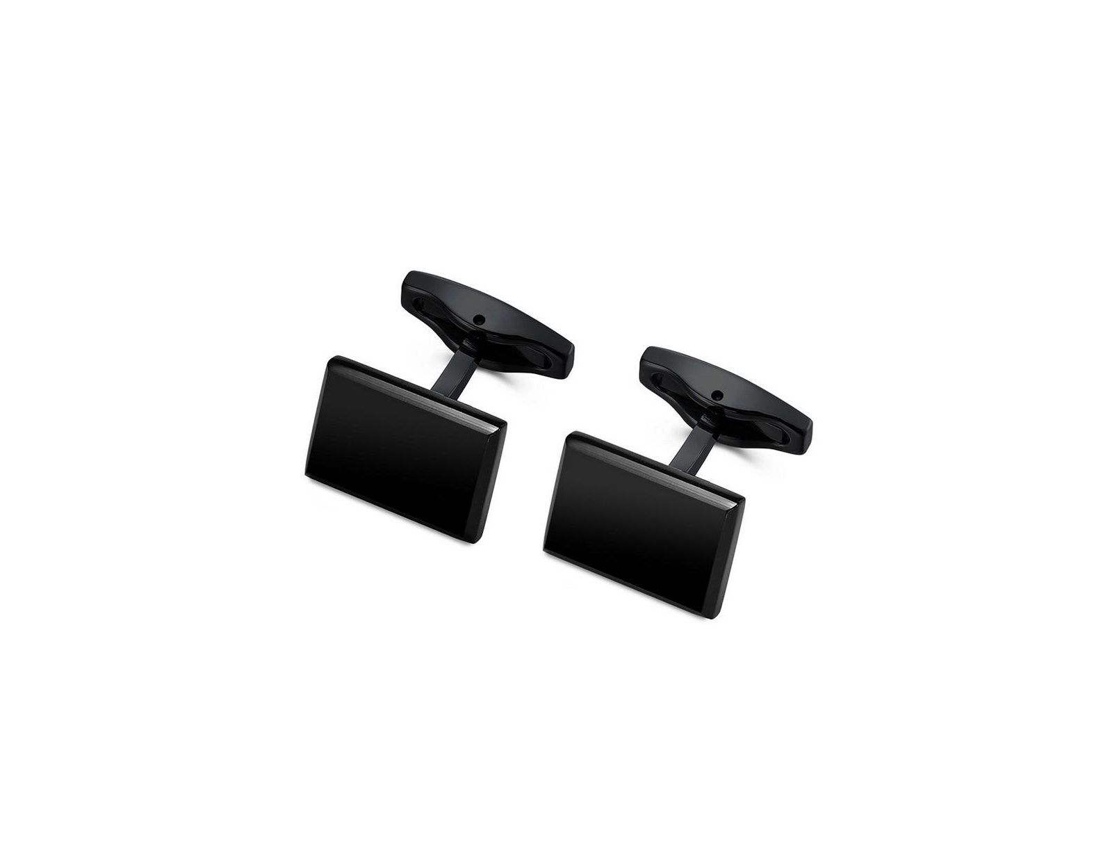 Запонки Metallo Stainless Steel Polished Rectangle Curved Black Plated