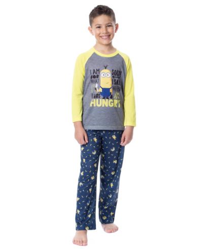 Despicable Me Boys' Minions Sorry I Was Hungry Raglan Kids Sleep 2PC Pajama Set