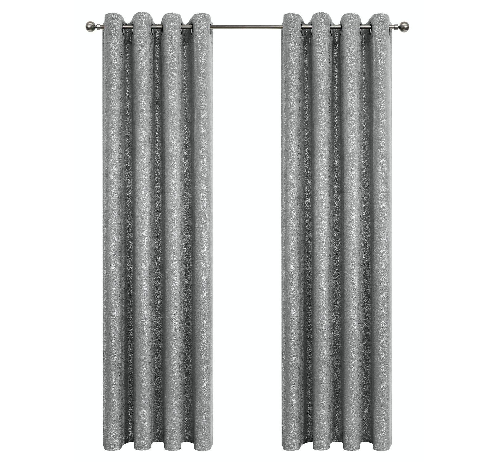 GoodGram Montauk Accents 2 Piece Grommet Top Sparkly Metallic Light Filtering Window Curtains
