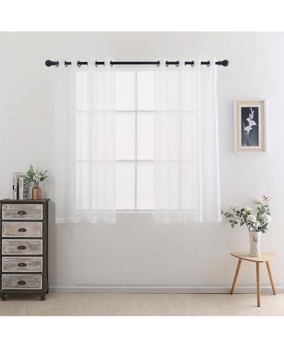 GoodGram Montauk Accents 2 Piece Grommet Top Summery Sheer Voile Window Curtain Panels For Small/Short Windows